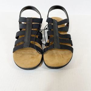 St. Johns Bay Black Slip on Open Toe Sandal 9